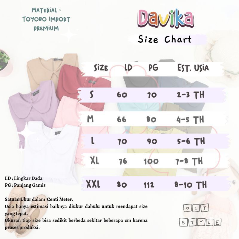 DAVIKA TOP Terbaru Gamis Anak Muslimah