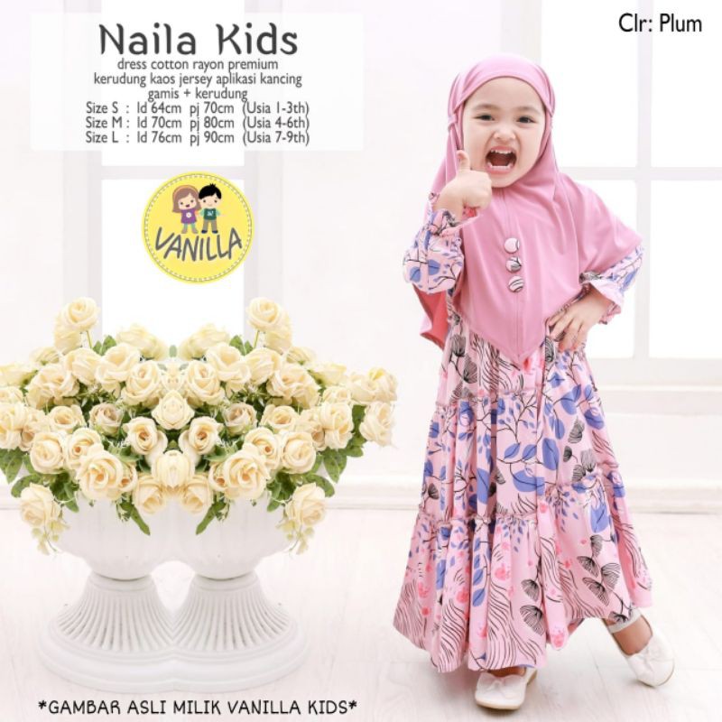 NAILA KIDS ORI VANILLA HIJAB GAMIS ANAK SET JILBAB GAMIS PREMIUM GAMIS LEBARAN GAMIS COUPLE