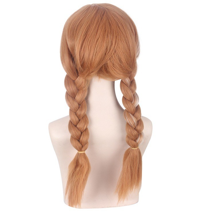 LOL-89 wig daily rambut palsu cosplay panjang brown frozen anna