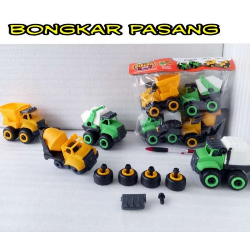 Mainan Mobil Truck Set 4pcs plastik mainan anak mobil truck bongkar pasang