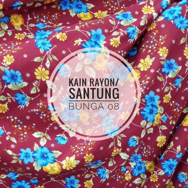 Kain Katun Rayon Santung Motif Bunga 08 Shopee Indonesia