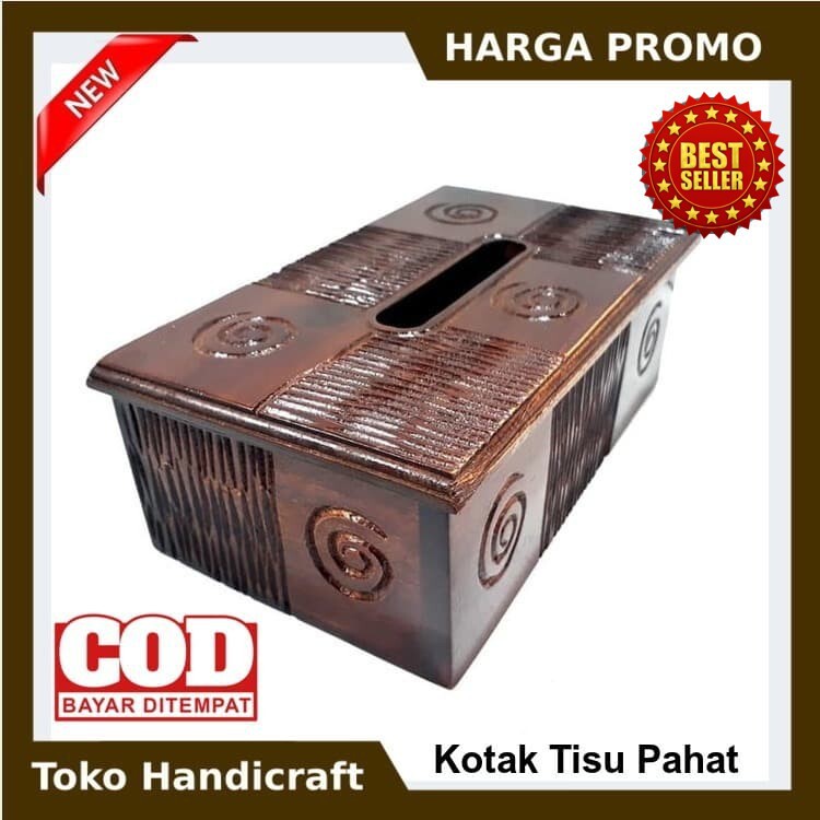 (tokohandicraft) KOTAK TISU PAHATAN KAYU JATI / TEMPAT TISU UKIR MEWAH / BOX TISU ANTIK