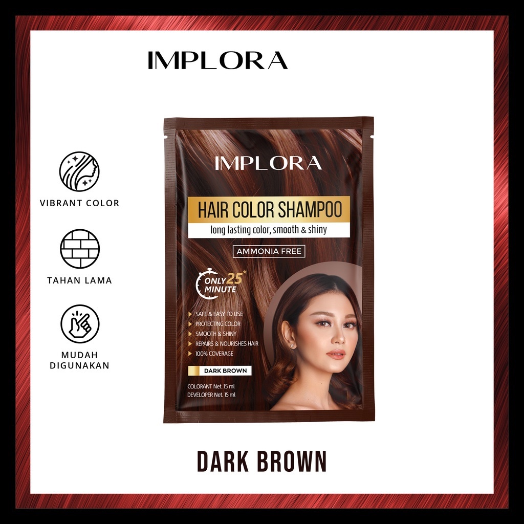 Implora Hair Color Shampoo | Pewarna Rambut Cat Rambut Semir Rambut by AILIN
