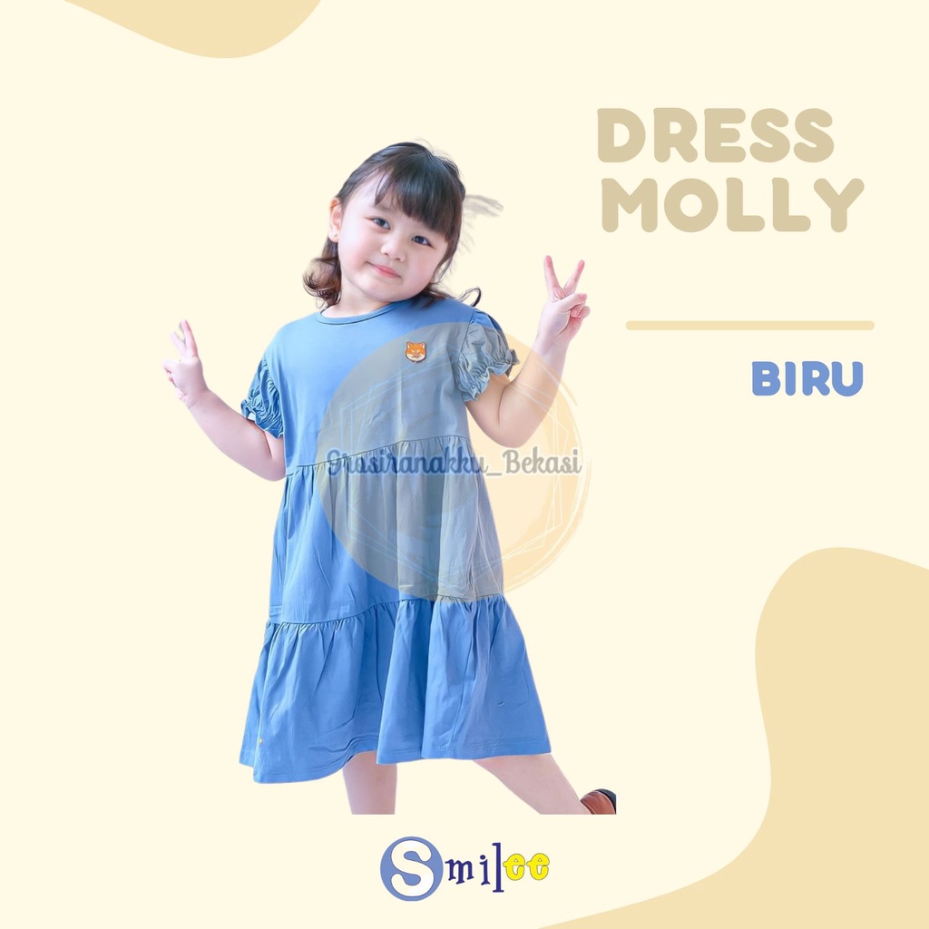 Dress Anak Smilee Molly Warna Biru Size 1-5Thn