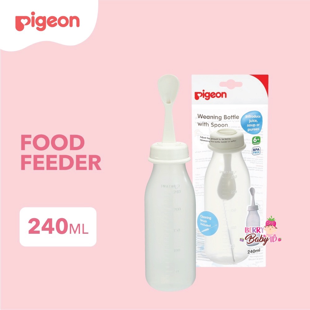 Pigeon Weaning Bottle Spoon Baby Food Feeder Botol Sendok Bayi BPA Free 6m+ 120ml 240ml Berry Mart