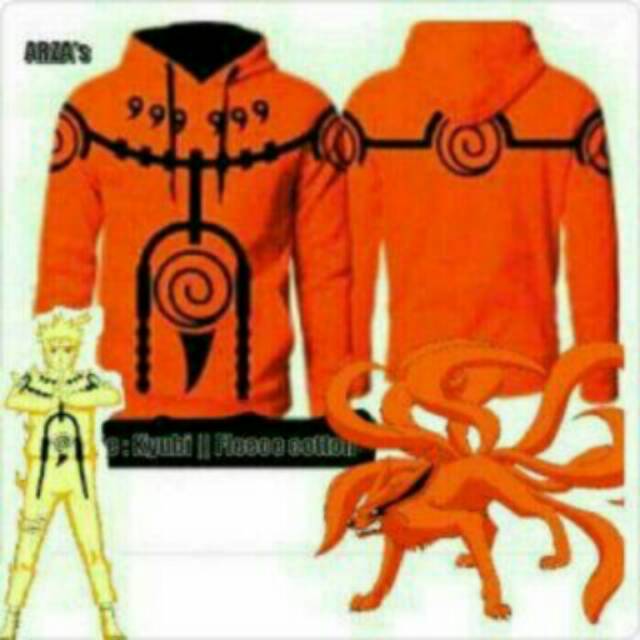 Hoodie Anime KYUBI Orange Jumper/Sweater Anime Naruto KYUBI Orange Oblong