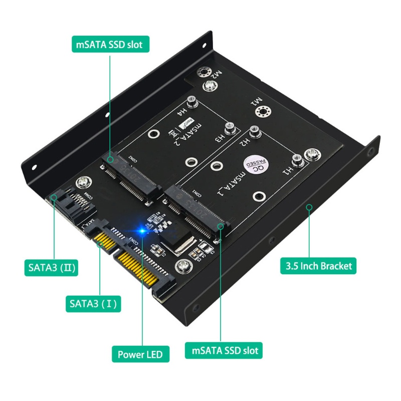 Btsg MSATA SSD Converter Riser Card Untuk PC Laptop Add On Card Dengan HDD 3.5 Inch