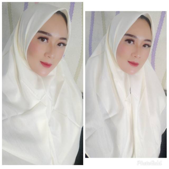 HIJAB KERUDUNG SEGI EMPAT PUTIH MUTIARA POLOS SAUDIA LEXUE STYLE 01
