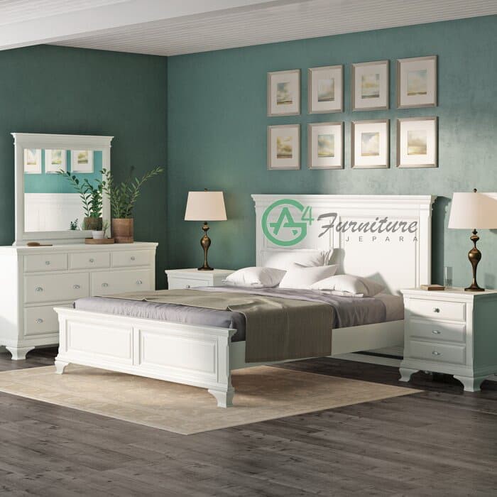 Set Kamar Minimalis Putih Porter Kayu Jati