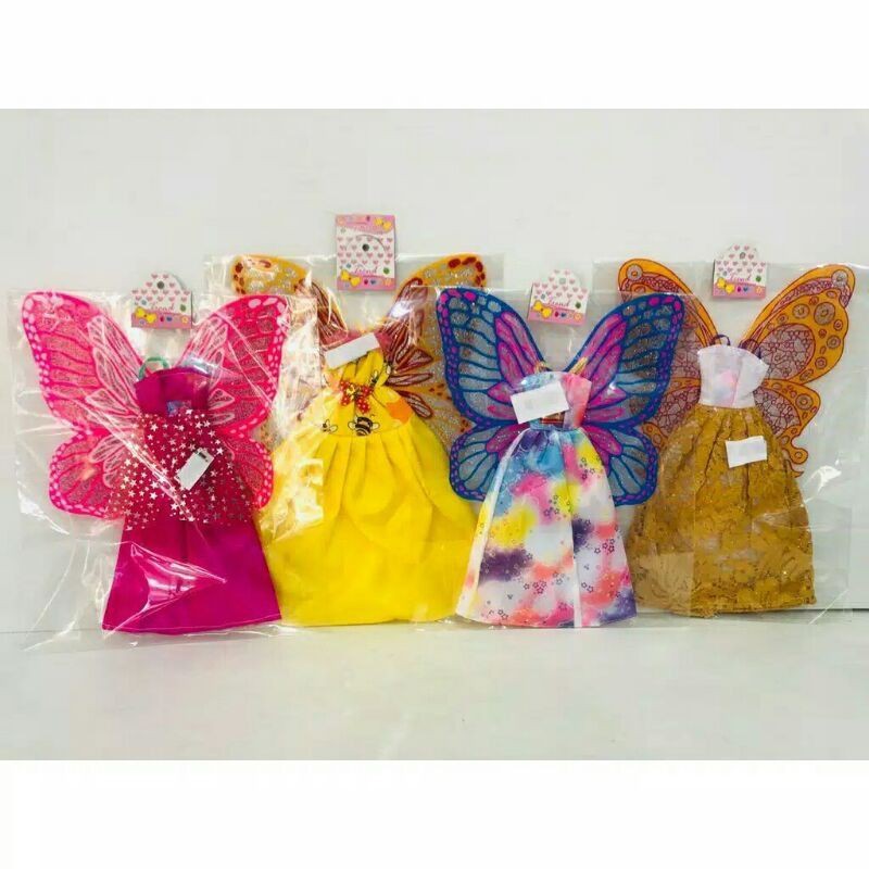 Mainan Baju Boneka Barbie Sayap Motif Pesta Terbang