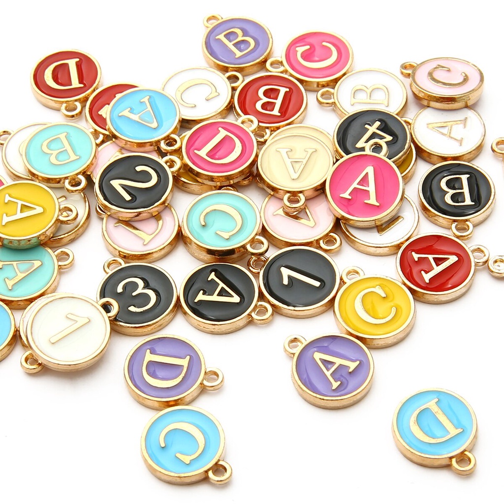 26/10 pcs Fashion Enamel A-Z Full Set of Alphabet Letter Handmade Charm Pendant for DIY Costume Jewelry Accessories