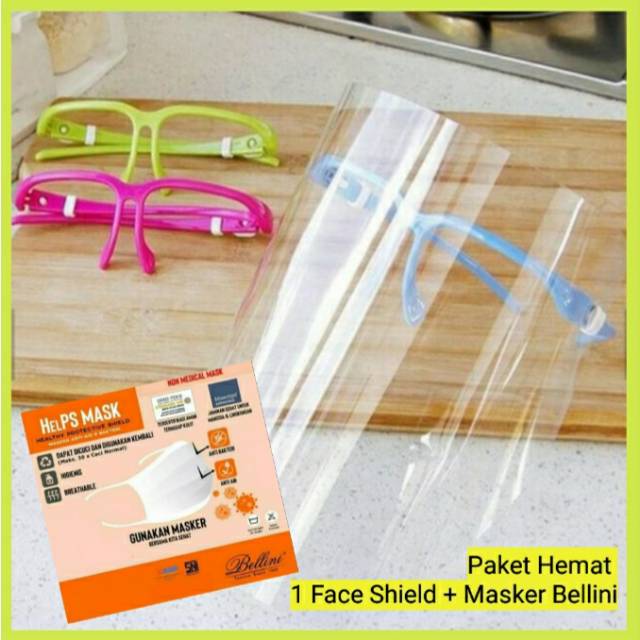 Paket Face Shield Nagita Slavina warna dengan Masker Bellini