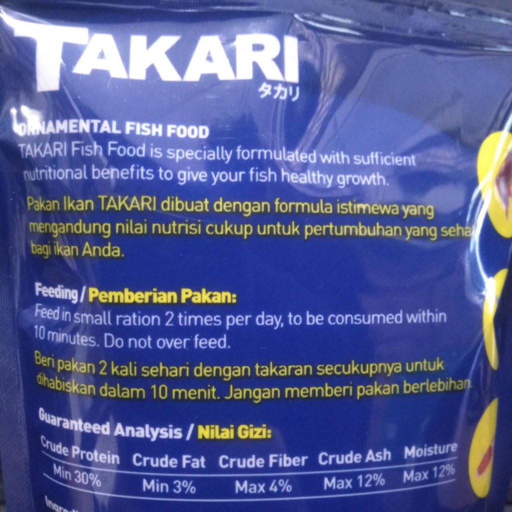 PELET TAKARI MIX 100 GR ORNAMENTAL FISH FOOD (1MM) BLUE / TAKARI BIRU