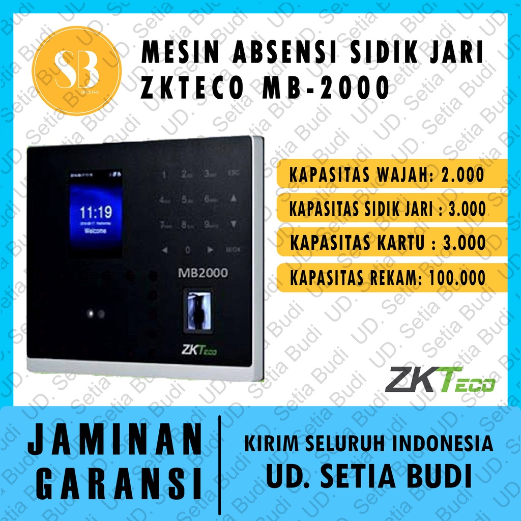 ZKTeco MB2000 Mesin Absensi Akses Kontrol Pintu Sidik Jari dan Wajah