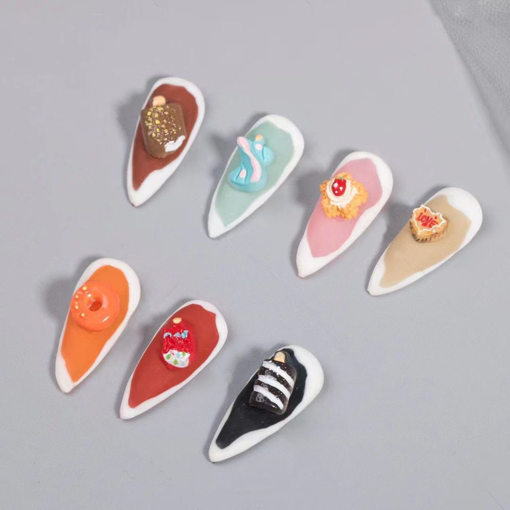 Mxbeauty Hiasan Kuku 3d Bentuk Es Krim / Kue / Donat Bahan Resin Model Jepang Untuk Nail Art