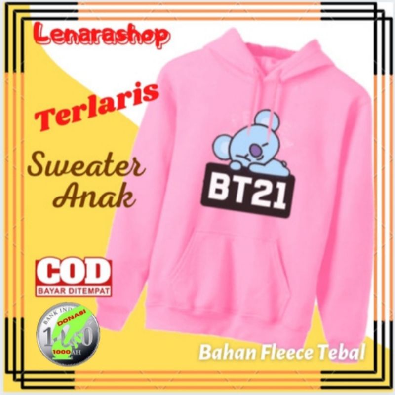 Hoodie Sweater Anak Perempuan Koya BTS BT21 KPOP Jaket Switer Baju Anak Perempuan Murah Terbaru