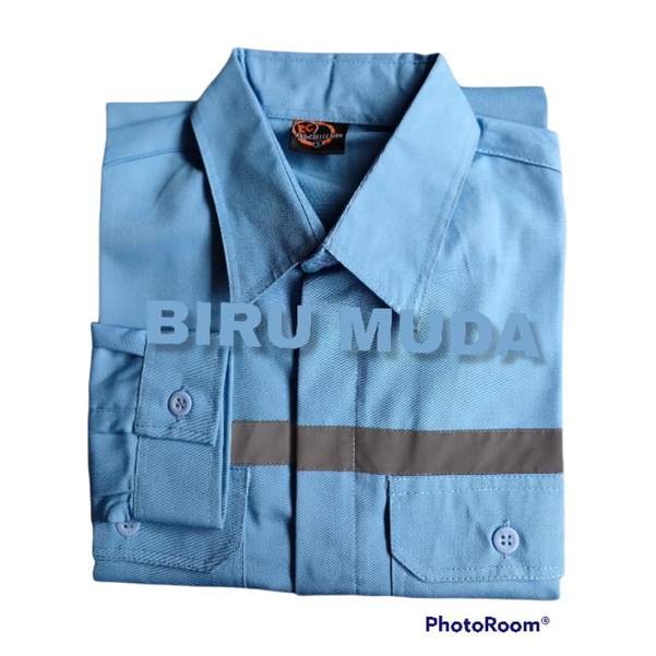 Kemeja kerja murah/baju wearpack tangan panjang Custom Bordir logo/Pakaian harian proyek/baju Teknisi tambah bordir