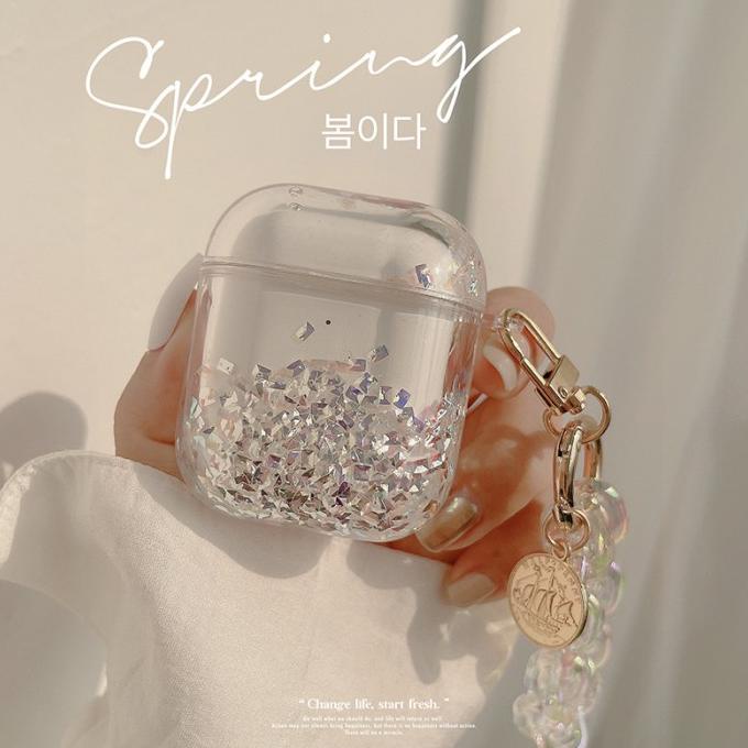 Case Casing Airpods Glitter + Keychain For Airpods Gen 1 , 2 & Pro Apc41893