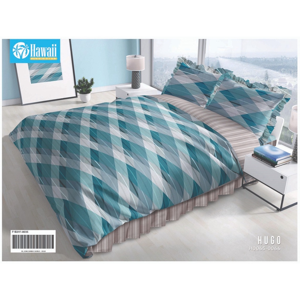 Bedcover Set Hawaii Motif Hugo - 180x200x20cm / Bedcover Hawaii Murah