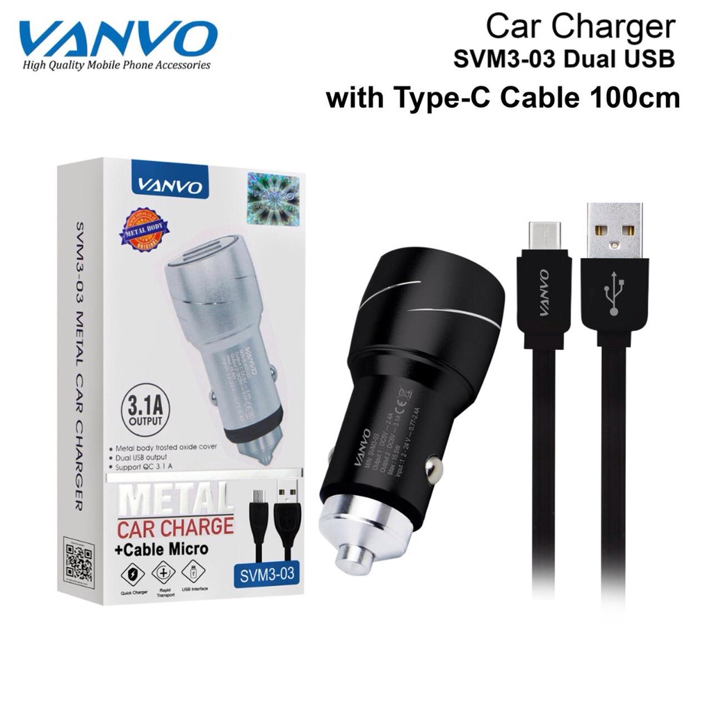 CHARGER MOBIL/CAS MOBIL/SAVER VANVO METAL+KABEL V8 SVM3-03