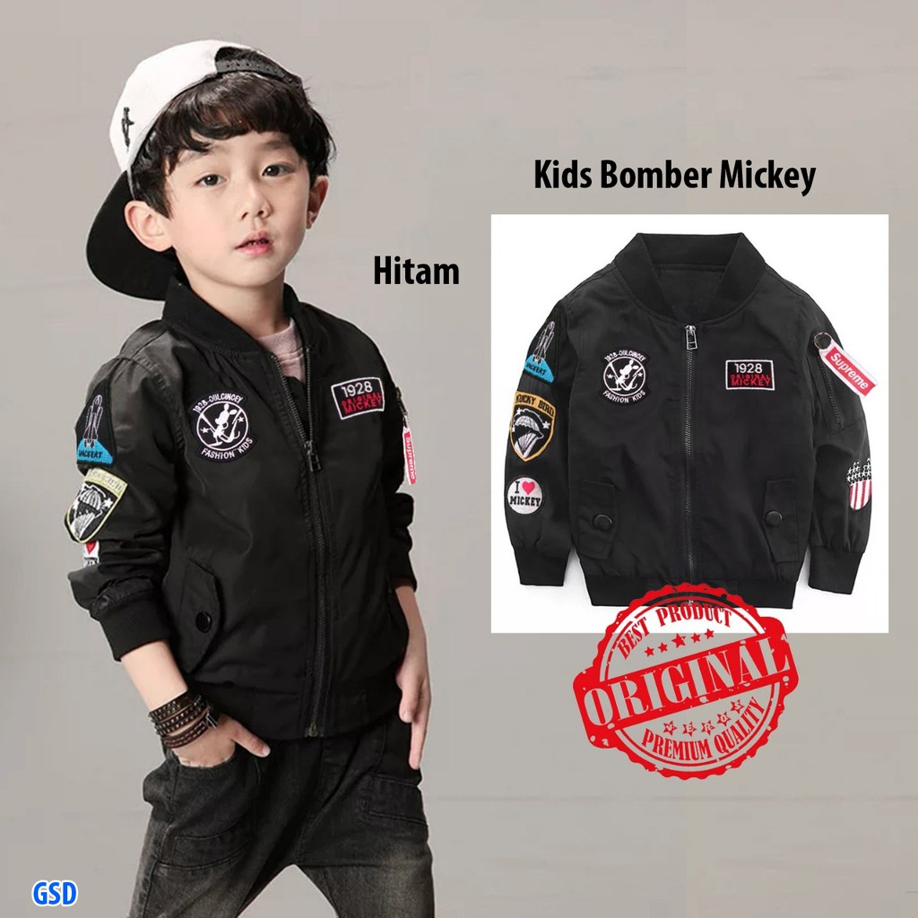 Bomber kids mickey/jaket bomber anak cowok 4-6thn/Sweater Bomber Anak Termurah/Jaket Sleting Premium