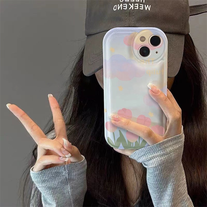 Soft Case Pelindung Kamera Shockproof Motif Bunga Untuk iPhone 14 13 12 11 Pro Max X Xr Xs Max 7 8 6 6s Plus SE 2020