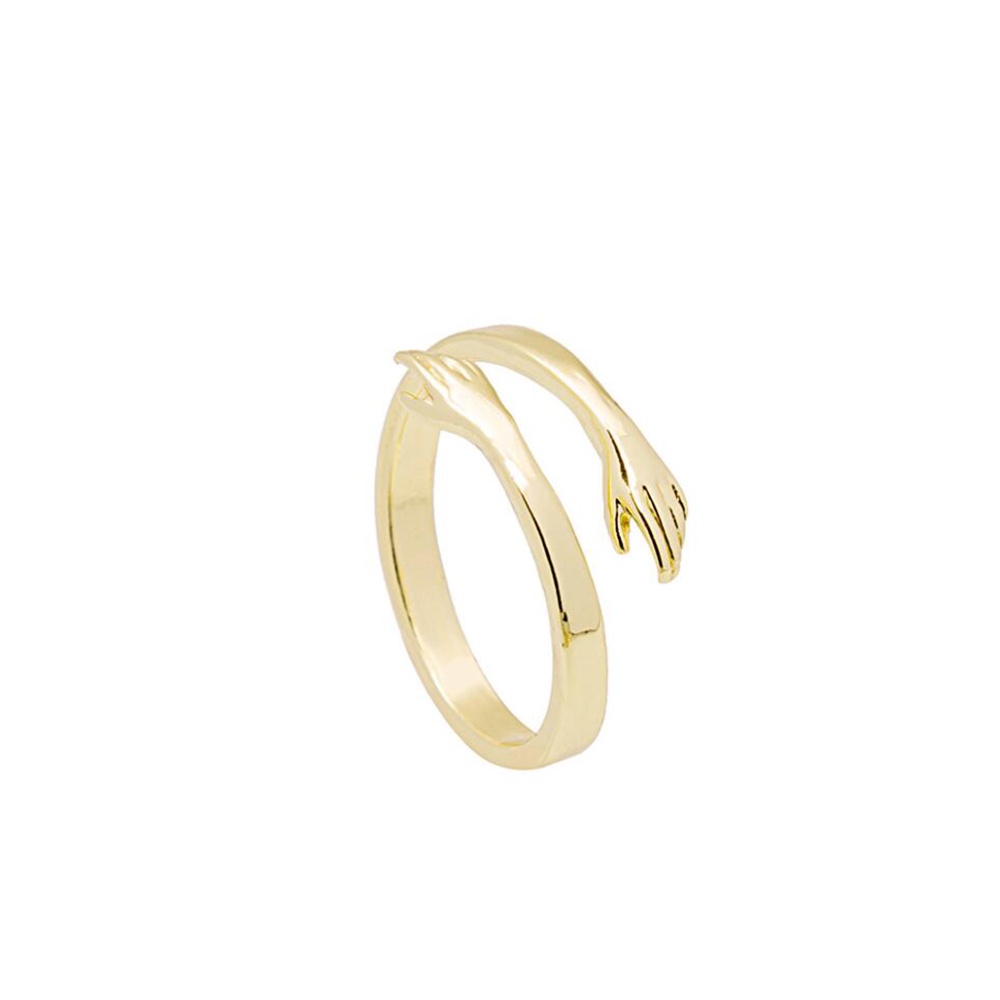 Cincin Model Terbuka Lapis Emas Perak Dapat Disesuaikan Untuk Wanita