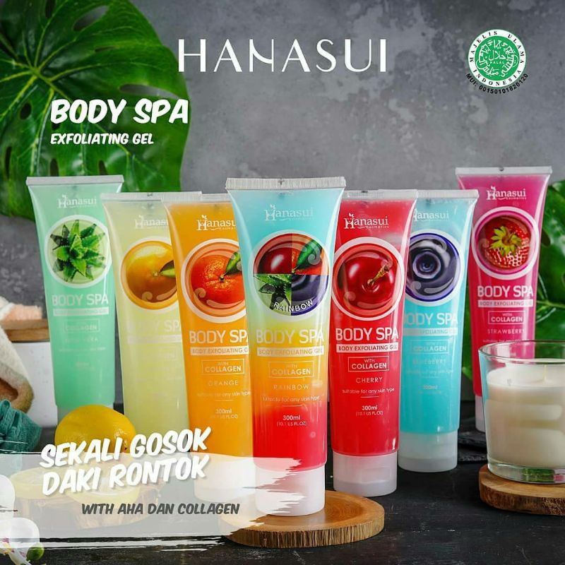 Hanasui Body Spa Exfoliating Gel / spa gel / lulur gel / lulur whitening / spa perontok daki
