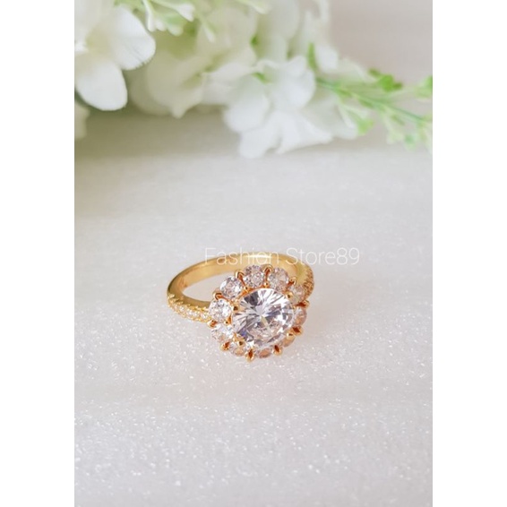 Ready Cincin Bunga Berlian Xuping import perhiasan lapis emas tercantik dan elegant bestseller