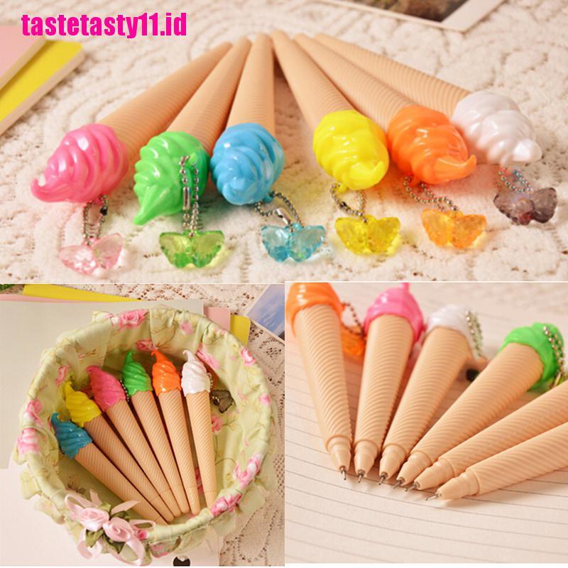 6pcs Pulpen Gel Bentuk Es Krim Warna Permen