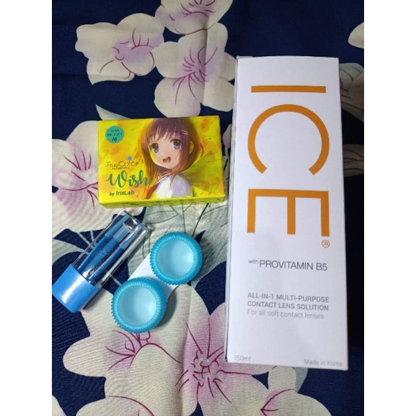 COD Paket Softlens Wish by Truecolor Normal Big Eyes Dia 16mm + Cairan Ice 150ml + Pinset+ Lenscase