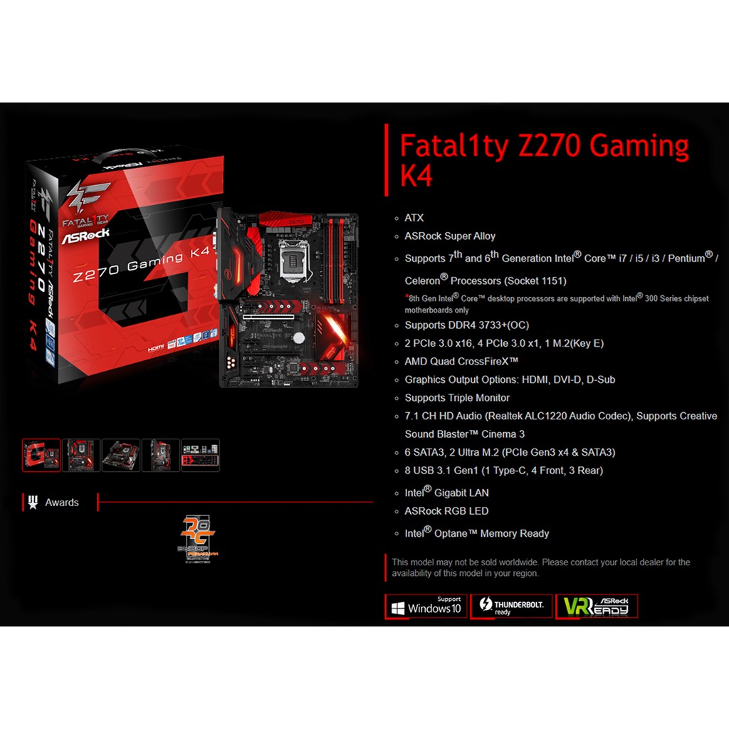 Motherboard Asrock Fatal1ty Z270 Gaming K4 Socket Lga 1151 Shopee Indonesia