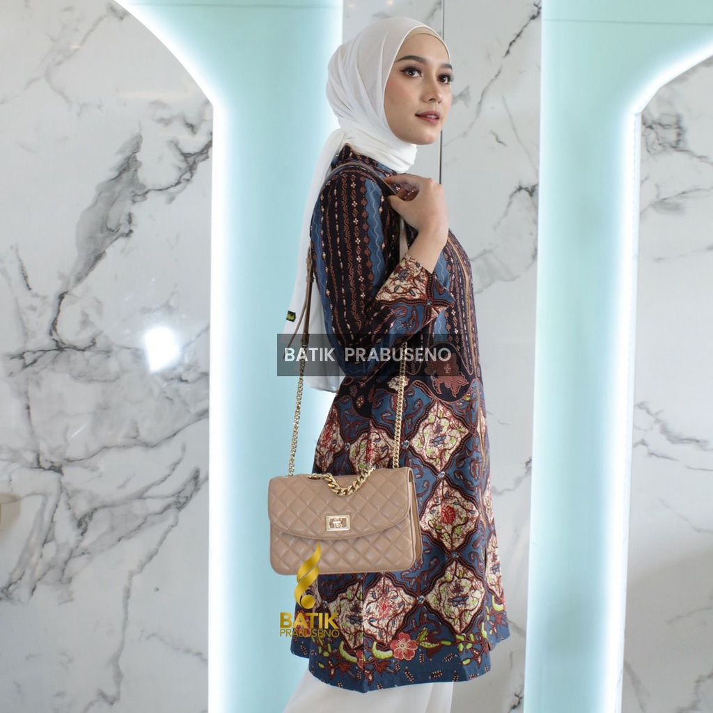 Blus Motif Maryam Prabuseno Ori Asli Solo Baju Batik Wanita Casual Formal Katun Halus Kantoran Tunik