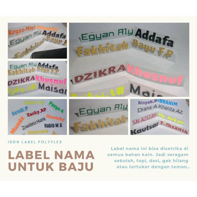 custom Label Nama untuk Baju (iron label polyflex) Lebel baju iron lebel lebel nama lebel pakaian
