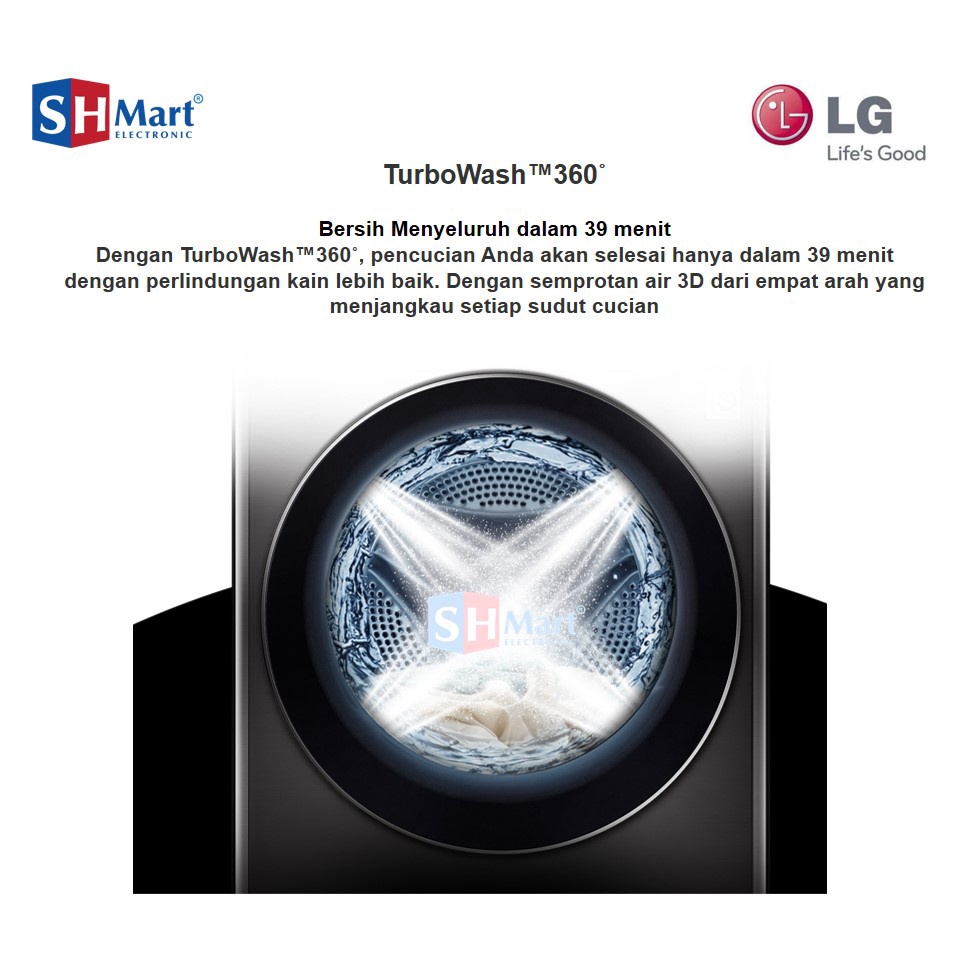 LG Mesin Cuci Front Loading 10.5KG Wash 7KG Dry FV1450H1B ThinQ Wifi