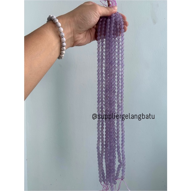 bahan batu kuarsa ungu purple quartz 8mm healing yoga therapy craft