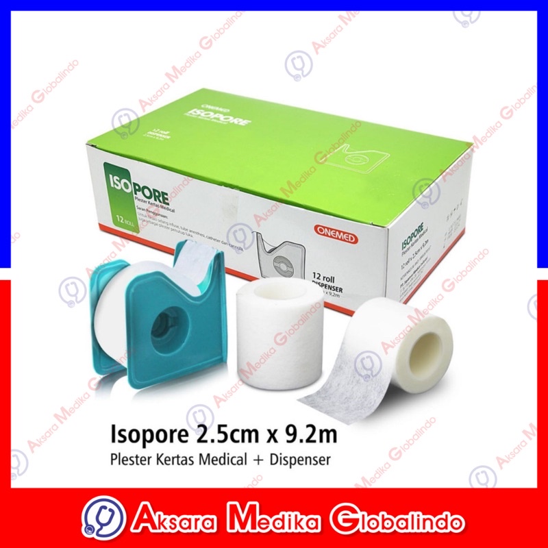 Isopore 2,5cm x 9,2cm + Dispenser Onemed Plester Kertas Medical #AMG