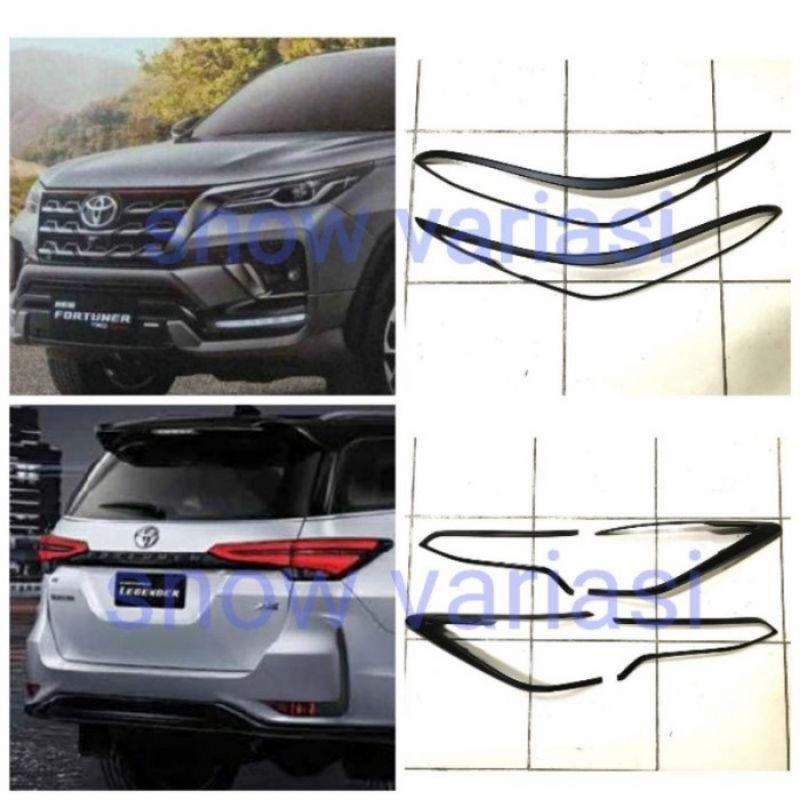 Paket garnish lampu depan belakang all new fortuner 2021 blacktivo