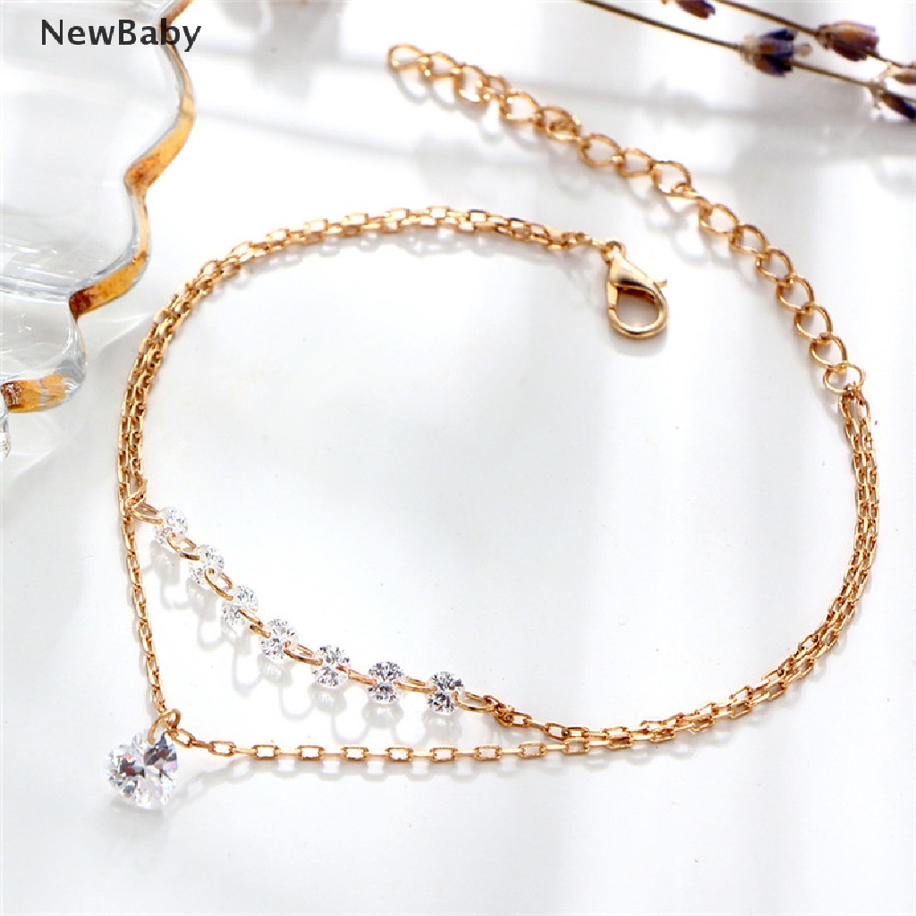 Newbaby Gelang Tangan Rantai Aksen Infinityhatiberlian Imitasi Untuk Hadiah Perhiasan Wanita