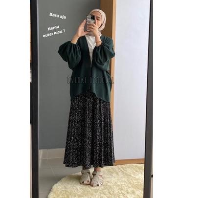 Top Produk.. kiyowo outer balon hijau botol / outer korean / outer wanita all size