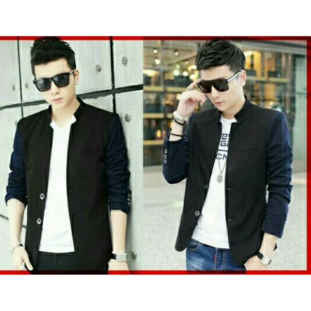 Jaket cowok Blazer Jacky bahan Diadora Navy