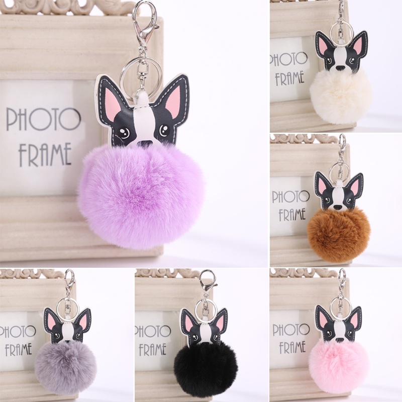 SIY  Fashion Cute Key Rings Dog Fur Key Chains Colorful Pendant Bag Decoration Alloy