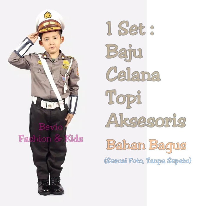 Baju Seragam Profesi Anak Polantas Kostum Polisi Lalu Lintas Cilik Kijang