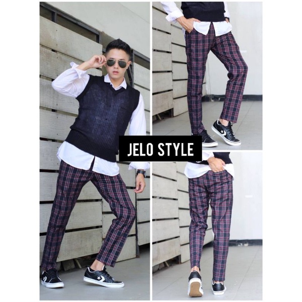 Celana tartan pants pria bahan flanel original distro