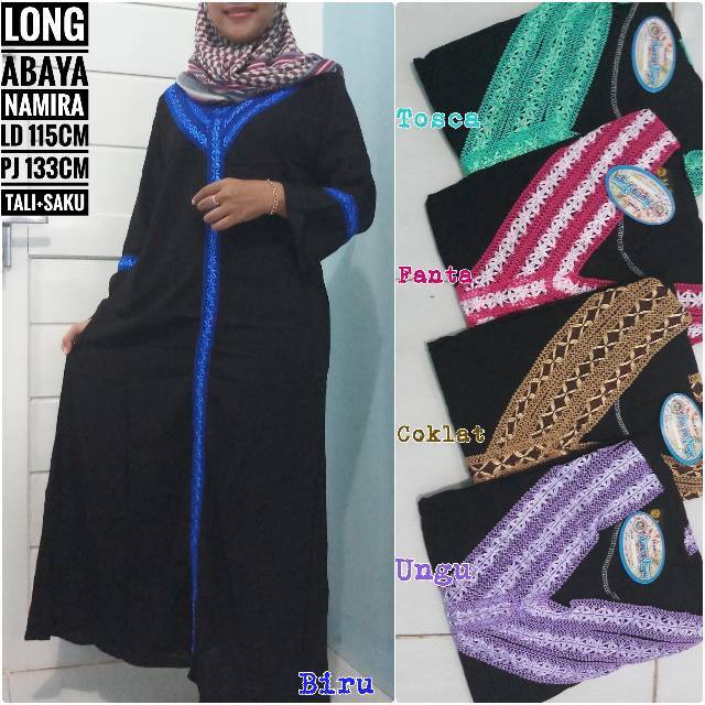 abaya hitam arabian kaftan turki saku tali