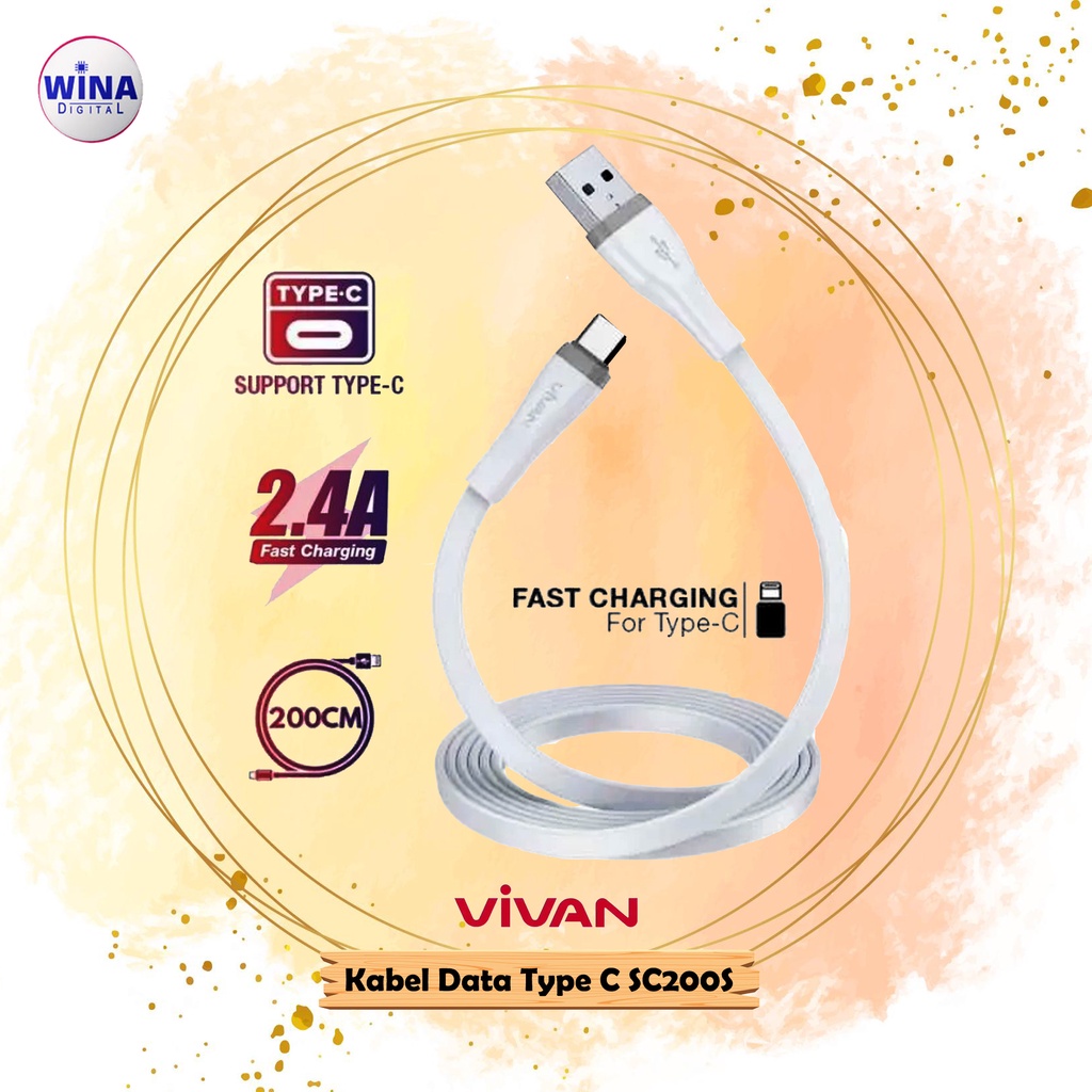 Vivan SC200S 2.4A 200cm USB-C Data Cable Quick Charge 2M Original