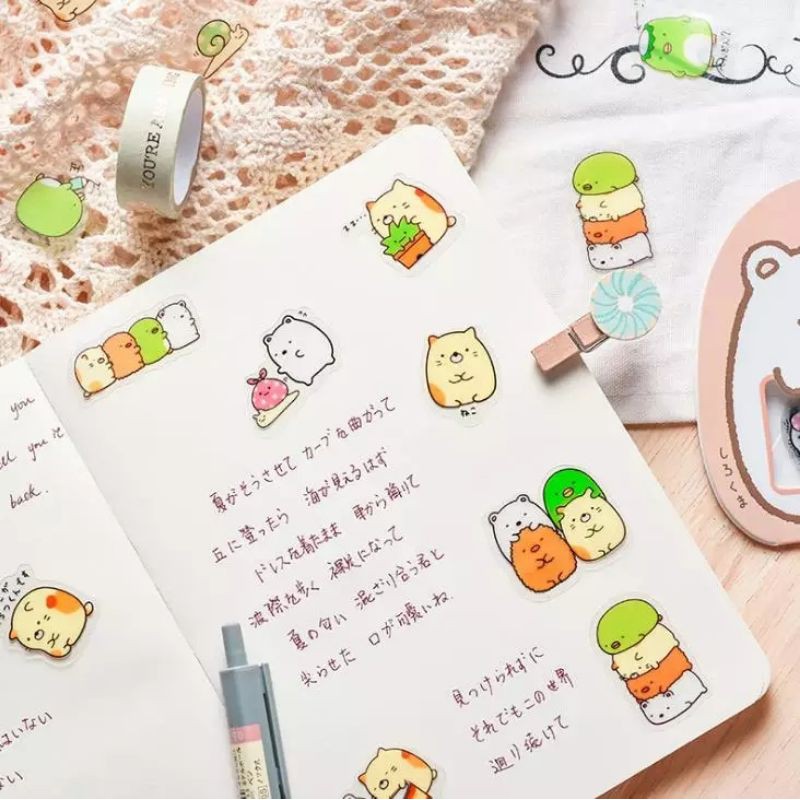 Sticker transparan sumikko gurashi stiker lucu cute scrapbook photobook kpop idol korea