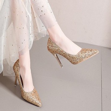 RYS - Sparkling Glitter Sepatu Hak Runcing Fashion Casual/Pesta - Ori Import