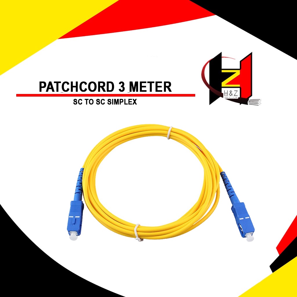 Patchord / Patchcord SC-SC UPC 3 Meter 3mm Simplex Pabrikan Panjang 3 Meter