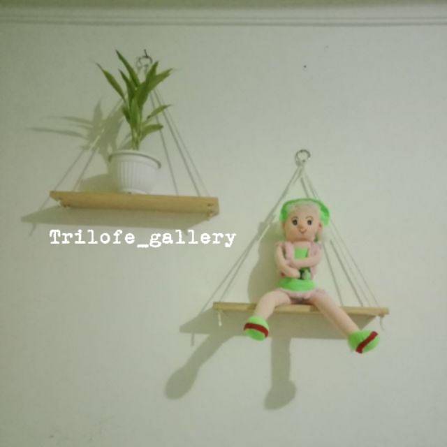 Rak dinding kayu rak dinding kayu tali rak tali rak hiasan dinding kayu dekorasi kayu